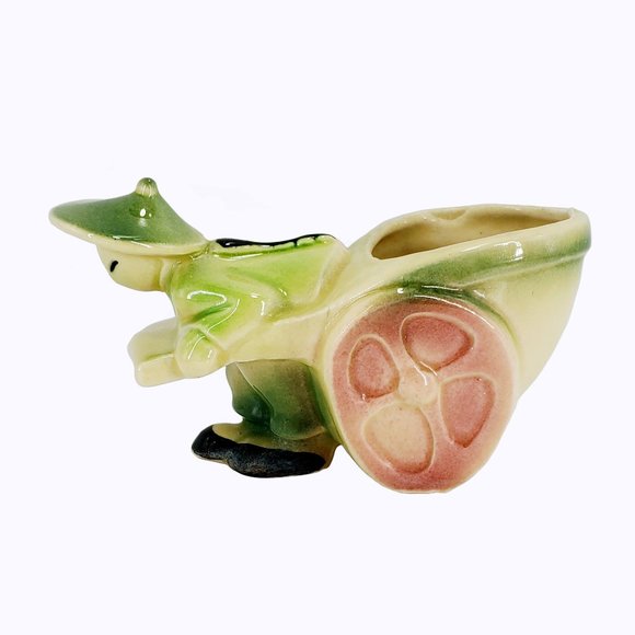 VTG Shawnee Pottery Planter Chinese Man Rickshaw Cart #539 USA Ceramic Asian - Picture 3 of 7